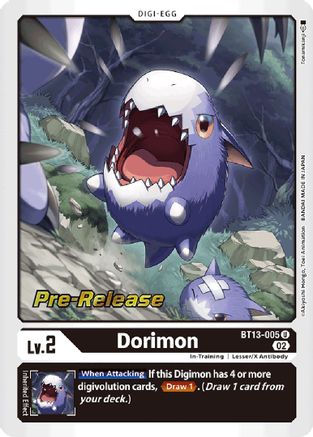 Dorimon (BT13-005) - Versus Royal Knights Pre-Release Cards Foil - Premium Digimon Single from Bandai - Just $0.58! Shop now at Game Crave Tournament Store