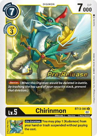 Chirinmon (BT13-041) - Versus Royal Knights Pre-Release Cards Foil - Premium Digimon Single from Bandai - Just $0.19! Shop now at Game Crave Tournament Store