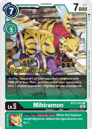 Mihiramon (BT13-053) - Versus Royal Knights Pre-Release Cards Foil - Premium Digimon Single from Bandai - Just $0.16! Shop now at Game Crave Tournament Store