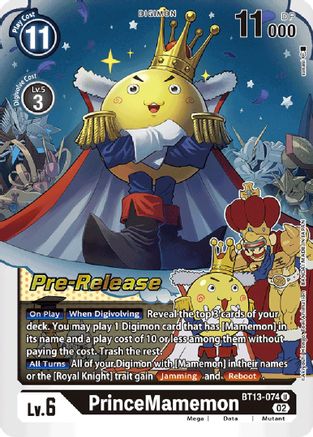 PrinceMamemon (BT13-074) - Versus Royal Knights Pre-Release Cards Foil - Premium Digimon Single from Bandai - Just $0.51! Shop now at Game Crave Tournament Store