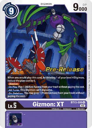 Gizmon: XT (BT13-086) - Versus Royal Knights Pre-Release Cards Foil - Premium Digimon Single from Bandai - Just $4.03! Shop now at Game Crave Tournament Store