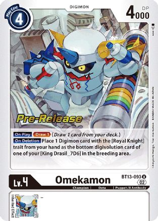 Omekamon (BT13-093) - Versus Royal Knights Pre-Release Cards Foil - Premium Digimon Single from Bandai - Just $1.88! Shop now at Game Crave Tournament Store