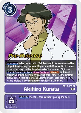Akihiro Kurata (BT13-103) - Versus Royal Knights Pre-Release Cards Foil - Premium Digimon Single from Bandai - Just $7.61! Shop now at Game Crave Tournament Store