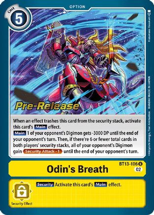 Odin's Breath (BT13-106) - Versus Royal Knights Pre-Release Cards Foil - Premium Digimon Single from Bandai - Just $2.54! Shop now at Game Crave Tournament Store