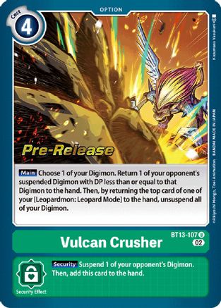 Vulcan Crusher (BT13-107) - Versus Royal Knights Pre-Release Cards Foil - Premium Digimon Single from Bandai - Just $0.08! Shop now at Game Crave Tournament Store