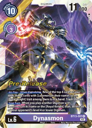 Dynasmon (BT13-087) - Versus Royal Knights Pre-Release Cards Foil - Premium Digimon Single from Bandai - Just $0.09! Shop now at Game Crave Tournament Store