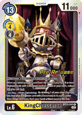 KingChessmon (BT13-045) - Versus Royal Knights Pre-Release Cards Foil - Premium Digimon Single from Bandai - Just $0.22! Shop now at Game Crave Tournament Store