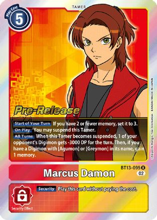 Marcus Damon (BT13-095) - Versus Royal Knights Pre-Release Cards Foil - Premium Digimon Single from Bandai - Just $0.65! Shop now at Game Crave Tournament Store