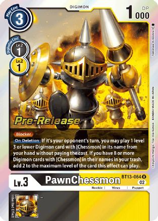 PawnChessmon - BT13-064 (BT13-064) - Versus Royal Knights Pre-Release Cards Foil - Premium Digimon Single from Bandai - Just $0.68! Shop now at Game Crave Tournament Store