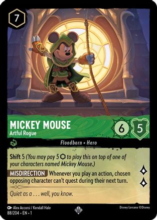 Mickey Mouse - Artful Rogue (88/204) - The First Chapter Cold Foil - Premium Lorcana Single from Disney - Just $0.35! Shop now at Game Crave Tournament Store