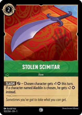 Stolen Scimitar (102/204) - The First Chapter - Premium Lorcana Single from Disney - Just $0.08! Shop now at Game Crave Tournament Store