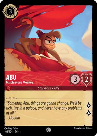 Abu - Mischievous Monkey (103/204) - The First Chapter - Premium Lorcana Single from Disney - Just $0.08! Shop now at Game Crave Tournament Store