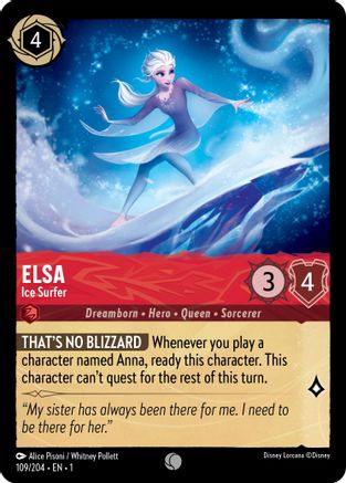 Elsa - Ice Surfer (109/204) - The First Chapter - Premium Lorcana Single from Disney - Just $0.08! Shop now at Game Crave Tournament Store