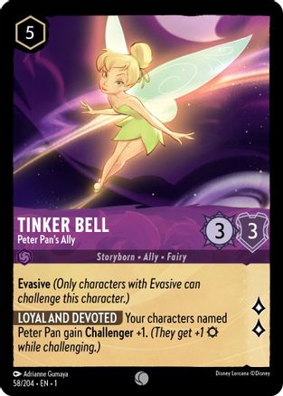 Tinker Bell - Peter Pan's Ally (58/204) - The First Chapter - Premium Lorcana Single from Disney - Just $0.08! Shop now at Game Crave Tournament Store