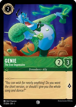 Genie - The Ever Impressive (77/204) - The First Chapter - Premium Lorcana Single from Disney - Just $0.08! Shop now at Game Crave Tournament Store