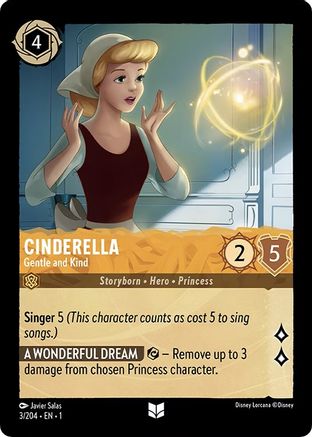 Cinderella - Gentle and Kind (3/204) - The First Chapter - Premium Lorcana Single from Disney - Just $0.08! Shop now at Game Crave Tournament Store