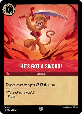 He's Got A Sword! (132/204) - The First Chapter - Premium Lorcana Single from Disney - Just $0.08! Shop now at Game Crave Tournament Store