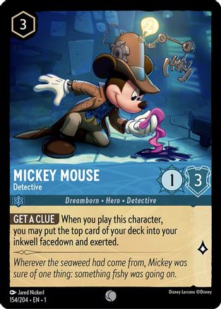 Mickey Mouse - Detective (154/204) - The First Chapter - Premium Lorcana Single from Disney - Just $0.08! Shop now at Game Crave Tournament Store