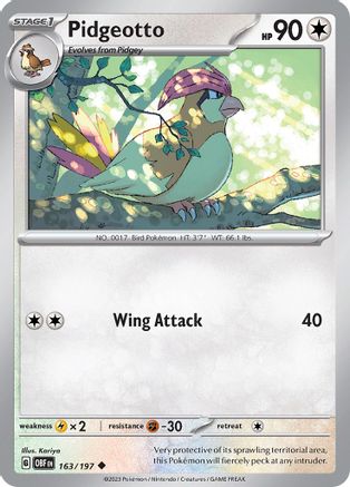 Pidgeotto 163 - SV03 Obsidian Flames - Premium Pokemon Single from Nintendo - Just $0.25! Shop now at Game Crave Tournament Store