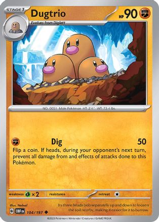 Dugtrio 104 - SV03 Obsidian Flames - Premium Pokemon Single from Nintendo - Just $0.25! Shop now at Game Crave Tournament Store