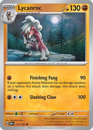 Lycanroc 117 - SV03 Obsidian Flames - Premium Pokemon Single from Nintendo - Just $0.25! Shop now at Game Crave Tournament Store