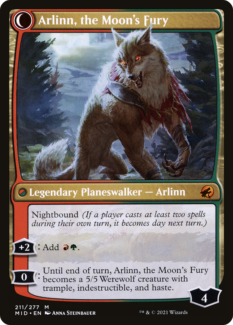 Arlinn, the Pack's Hope // Arlinn, the Moon's Fury (MID-211) - Innistrad: Midnight Hunt: (Double Faced Transform) Foil - Premium MTG Single from Wizards of the Coast - Just $0.94! Shop now at Game Crave Tournament Store