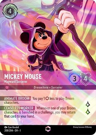 Mickey Mouse - Wayward Sorcerer (Alternate Art) (208/204) - The First Chapter Holofoil - Premium Lorcana Single from Disney - Just $42.19! Shop now at Game Crave Tournament Store