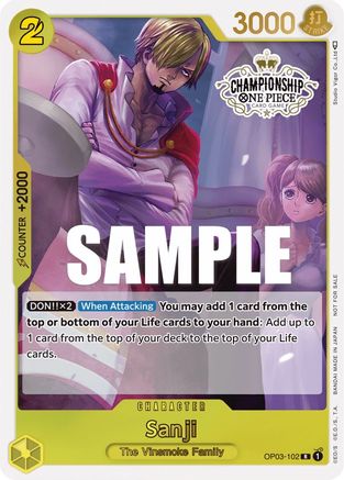 Sanji (Store Championship Participation Pack Vol. 2) (OP03-102) - One Piece Promotion Cards Foil - Premium One Piece Single from Bandai - Just $1.38! Shop now at Game Crave Tournament Store