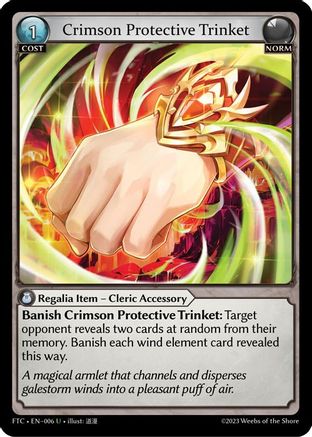 Crimson Protective Trinket (FRACTURED CROWN) - Premium Grand Archive Single from Fractured Crown - Just $0.25! Shop now at Game Crave Tournament Store
