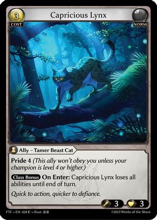 Capricious Lynx (FRACTURED CROWN) - Premium Grand Archive Single from Fractured Crown - Just $0.25! Shop now at Game Crave Tournament Store