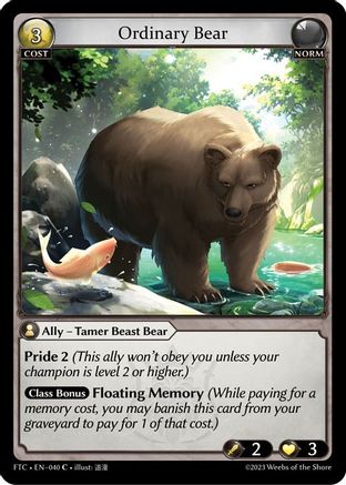 Ordinary Bear (FRACTURED CROWN) Foil - Premium Grand Archive Single from Fractured Crown - Just $0.55! Shop now at Game Crave Tournament Store