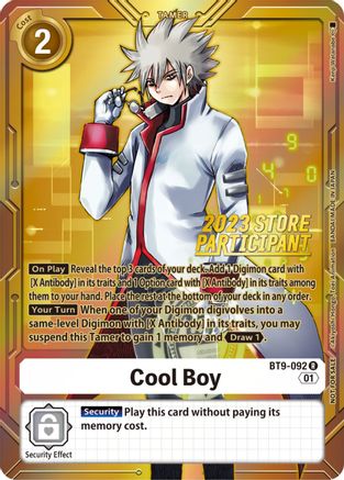 Cool Boy (2023 Store Participant) (BT9-092) - X Record Foil - Premium Digimon Single from Bandai - Just $1.94! Shop now at Game Crave Tournament Store