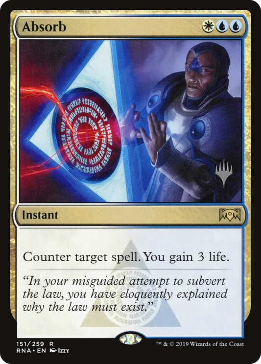 Absorb (PRNA-151P) - Ravnica Allegiance Promos - Premium MTG Single from Wizards of the Coast - Just $0.26! Shop now at Game Crave Tournament Store