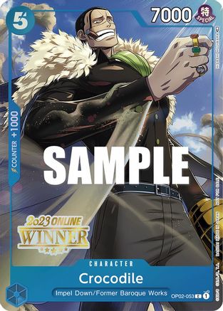 Crocodile (Online Regional 2023) [Winner] (OP02-053) - One Piece Promotion Cards - Premium One Piece Single from Bandai - Just $0! Shop now at Game Crave Tournament Store