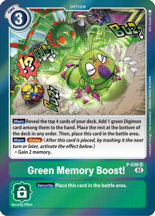 Green Memory Boost! (Resurgence Booster Reprint) (P-038) - Resurgence Booster Foil - Premium Digimon Single from Bandai - Just $0.18! Shop now at Game Crave Tournament Store