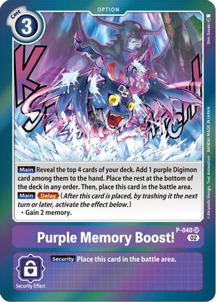 Purple Memory Boost! (Resurgence Booster Reprint) (P-040) - Resurgence Booster Foil - Premium Digimon Single from Bandai - Just $0.66! Shop now at Game Crave Tournament Store
