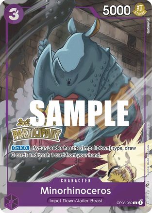 Minorhinoceros (Offline Regional 2023) [Participant] (OP03-069) - One Piece Promotion Cards Foil - Premium One Piece Single from Bandai - Just $2.24! Shop now at Game Crave Tournament Store