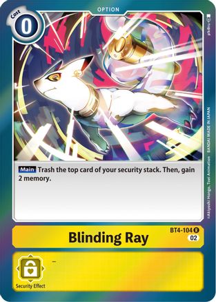 Blinding Ray (Resurgence Booster Reprint) (BT4-104) - Resurgence Booster Foil - Premium Digimon Single from Bandai - Just $0.08! Shop now at Game Crave Tournament Store