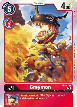 Greymon - ST1-07 (Resurgence Booster Reprint) (ST1-07) - Resurgence Booster Foil - Premium Digimon Single from Bandai - Just $0.25! Shop now at Game Crave Tournament Store