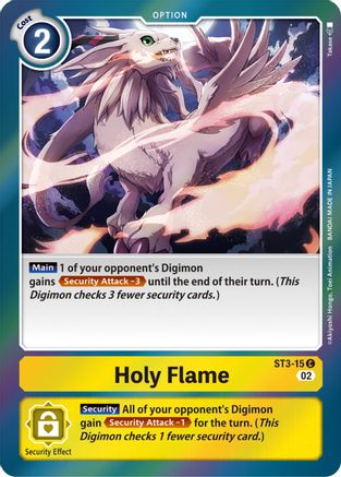 Holy Flame (Resurgence Booster Reprint) (ST3-015) - Resurgence Booster Foil - Premium Digimon Single from Bandai - Just $0.25! Shop now at Game Crave Tournament Store