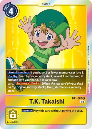 T.K. Takaishi (Resurgence Booster Reprint) (BT1-087) - Resurgence Booster Foil - Premium Digimon Single from Bandai - Just $4.68! Shop now at Game Crave Tournament Store