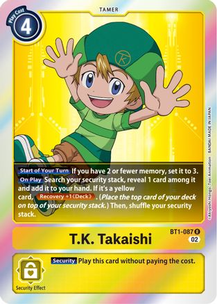 T.K. Takaishi (Resurgence Booster Reprint) (BT1-087) - Resurgence Booster Foil - Premium Digimon Single from Bandai - Just $4.49! Shop now at Game Crave Tournament Store