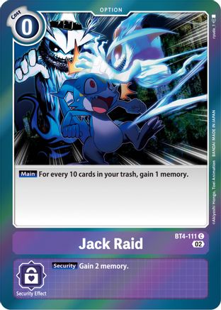 Jack Raid (Resurgence Booster Reprint) (BT4-111) - Resurgence Booster Foil - Premium Digimon Single from Bandai - Just $0.25! Shop now at Game Crave Tournament Store