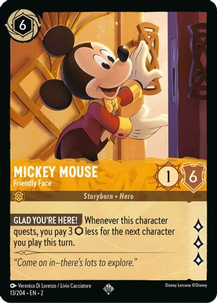 Mickey Mouse - Friendly Face (13/204) - Rise of the Floodborn - Premium Lorcana Single from Disney - Just $0.08! Shop now at Game Crave Tournament Store