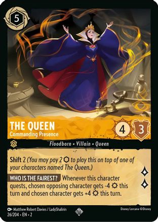 The Queen - Commanding Presence (26/204) - Rise of the Floodborn - Premium Lorcana Single from Disney - Just $0.08! Shop now at Game Crave Tournament Store