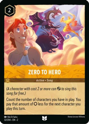Zero To Hero (32/204) - Rise of the Floodborn Cold Foil - Premium Lorcana Single from Disney - Just $0.20! Shop now at Game Crave Tournament Store