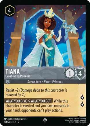 Tiana - Celebrating Princess (196/204) - Rise of the Floodborn - Premium Lorcana Single from Disney - Just $0.08! Shop now at Game Crave Tournament Store