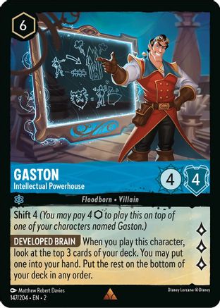 Gaston - Intellectual Powerhouse (147/204) - Rise of the Floodborn - Premium Lorcana Single from Disney - Just $0.09! Shop now at Game Crave Tournament Store