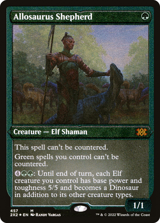 Allosaurus Shepherd (2X2-457) - Double Masters 2022 Etched Foil - Premium MTG Single from Wizards of the Coast - Just $28.32! Shop now at Game Crave Tournament Store