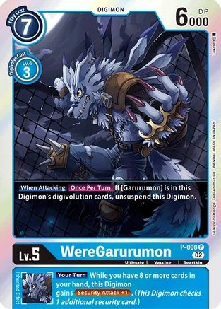 WereGarurumon - P-008 (Resurgence Booster Reprint) (P-008) - Resurgence Booster Foil - Premium Digimon Single from Bandai - Just $0.25! Shop now at Game Crave Tournament Store